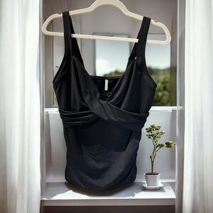 LANDS END V Neck Wrap Underwire Tankini Top Swimwear‎ 14D